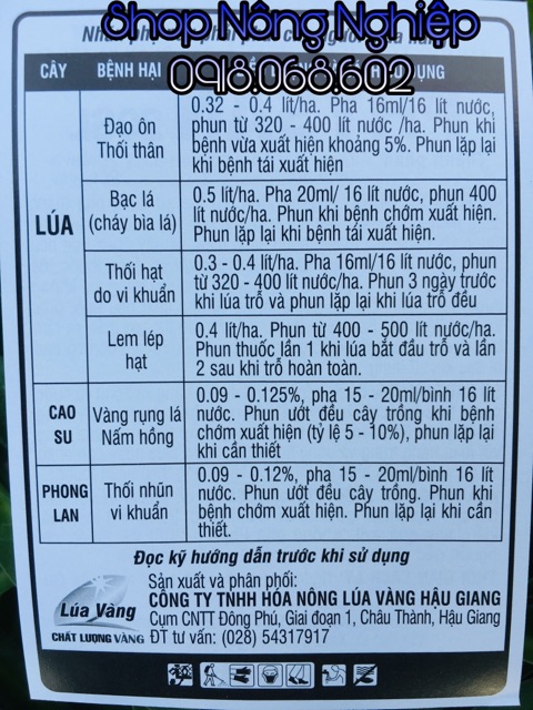 PHYSAN Lạnh 20SL Thuốc sát khuẩn cực mạnh, trị thối nhũn, cháy lá gây hại cho cây trồng.