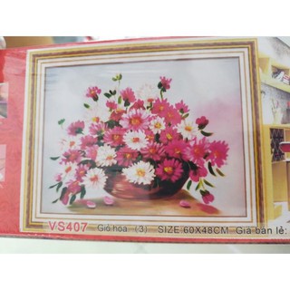 Tranh đính đá bình hoa 60x48cm - vs407