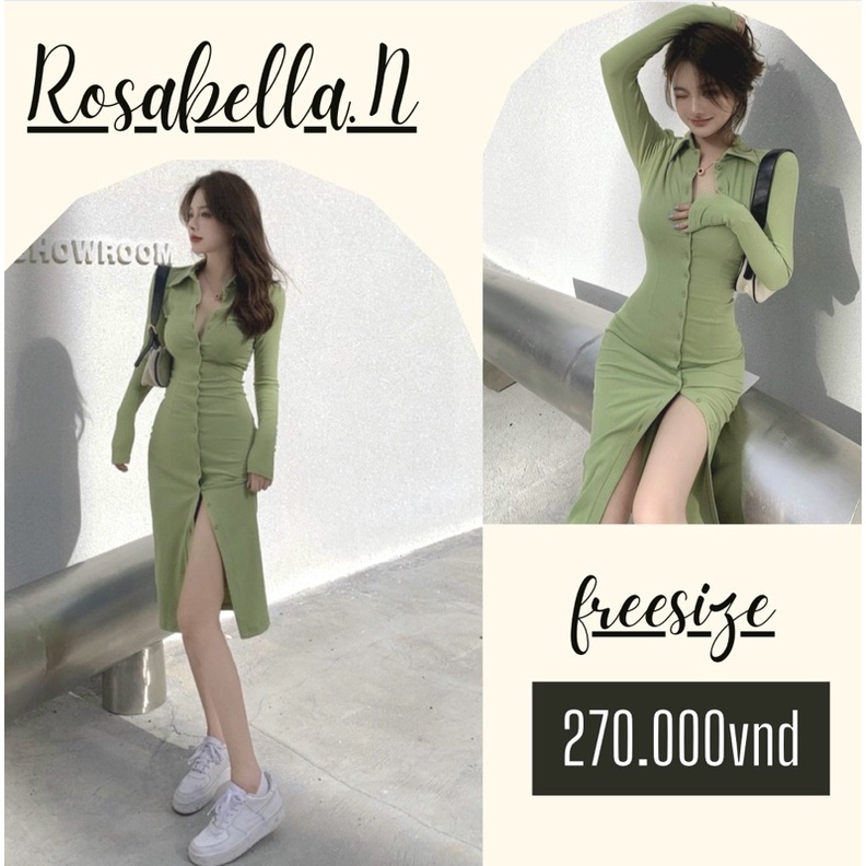 ĐẦM BODY XANH CỔ POLO XẺ ĐÙI✨