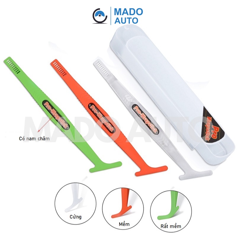 Bộ 3 dụng cụ nhựa dán Decal xe ô tô có nam châm, có hộp nhựa MADO FB3