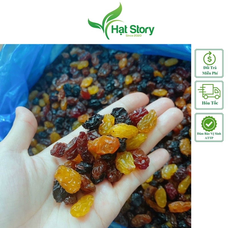 500Gr Nho Sấy Dẻo 3 Màu Chile Thơm, Ngon, Đóng Hộp.