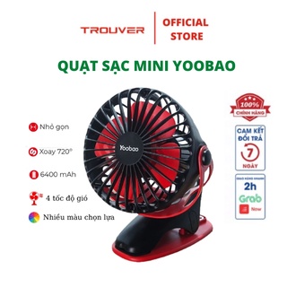 Quạt sạc mini để bàn/ kẹp xe đẩy yoobao f04 6400mah xoay 720 độ - màu đỏ đen