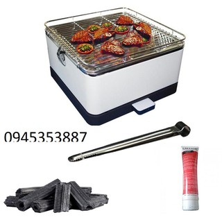 Combo Bếp nướng than hoa không khói hộp vuông PD17-D115 kem 2kg than