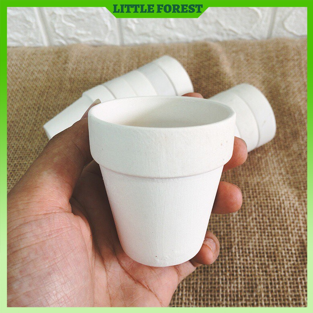 Chậu đất nung 7x6cm hình xô tròn trồng cây sen đá, xương rồng - Little Forest