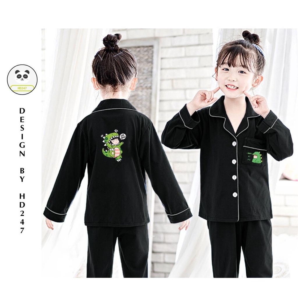 Đồ bộ bé gái bé trai pijama mặc nhà size đại in hình dễ thương vải kate dày dặn HD247 0319