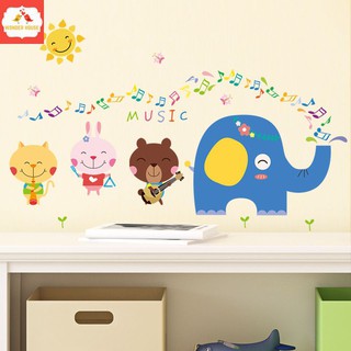 Decal dán tường 3D đẹp giá rẻ phòng ngủ phòng khách - trang trí cho bé gái bé trai có keo sẵn - HAPPY FRIENDS