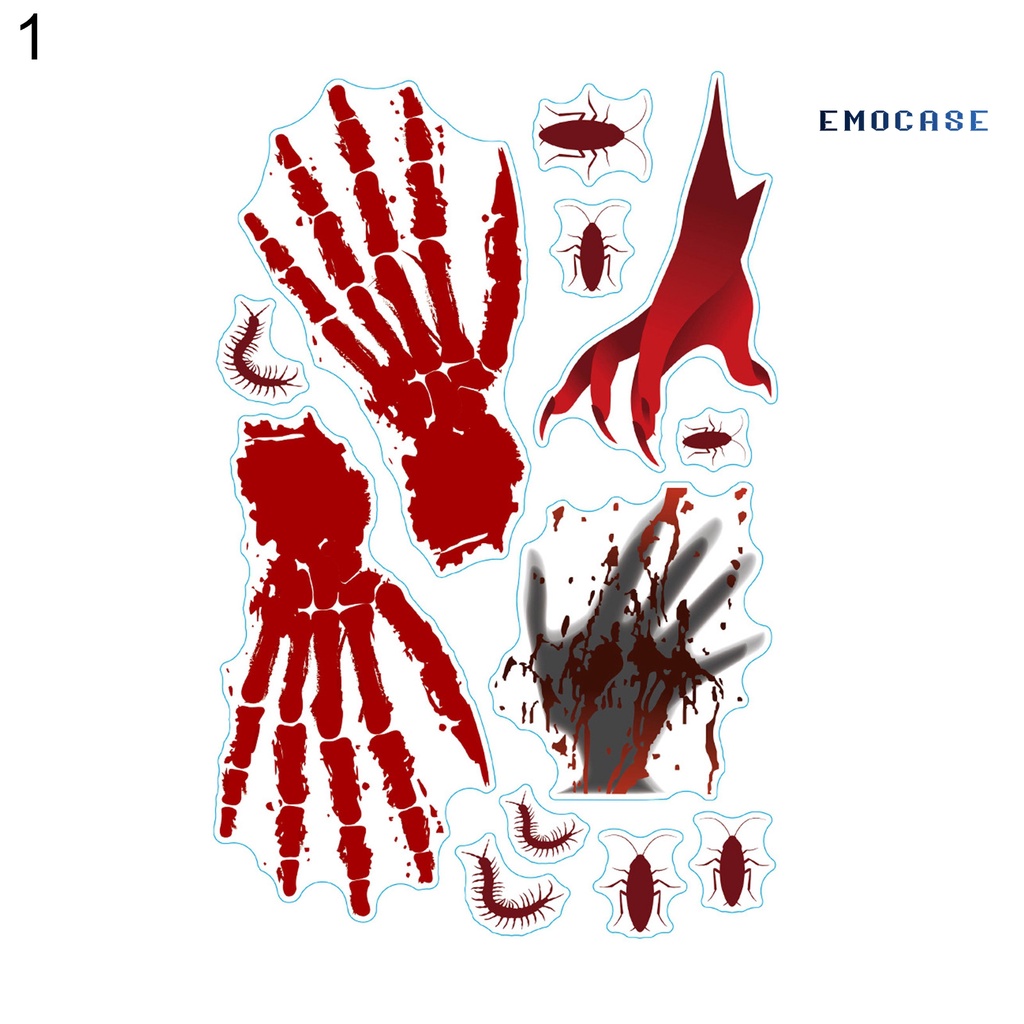 Đề Can PVC In Dấu Chân Tay Máu Trang Trí Nhà Cửa Dịp Halloween