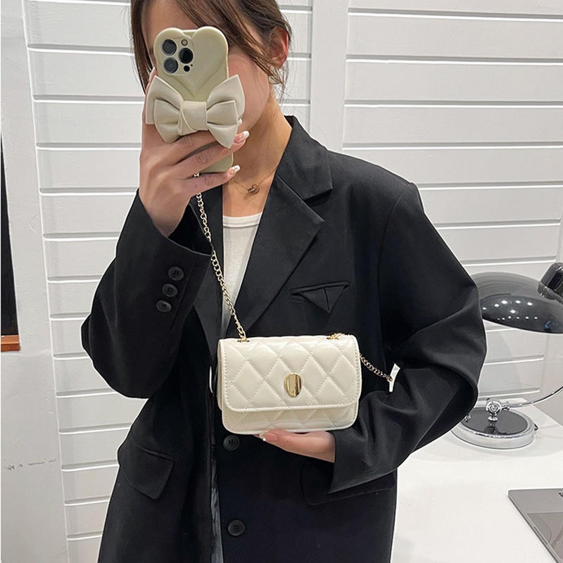 Túi dây xích đeo chéo IELGY kẻ hình thoi đơn giản thời trang thường ngày cho nữ