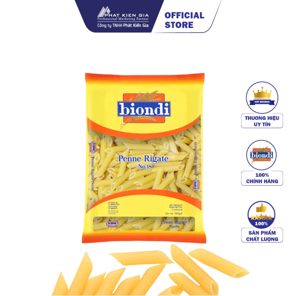 Nui Ống Penne Rigate Số 18 Biondi 500g (Thương Hiệu Úc - SX Thái Lan)