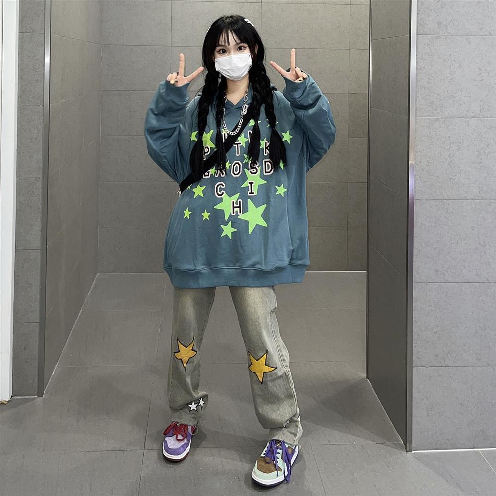 Quần Jeans Dài Ống Rộng Lưng Cao Thời Trang Đường Phố Mỹ Mới Năm 2021 Dành Cho Nữ