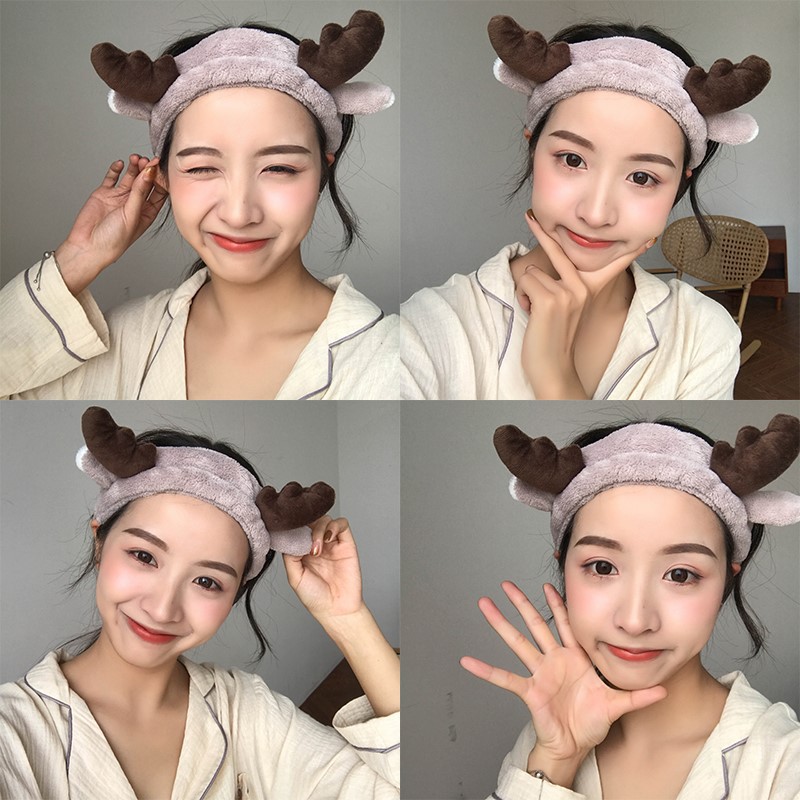 Băng đô rửa mặt bờm tóc sừng hươu kiểu dáng Hàn Quốc