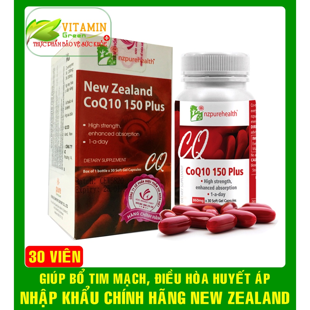 VIÊN UỐNG BỔ TIM MẠCH CoQ10 150 Plus Nzpurehealth | NHẬP KHẨU CHÍNH HÃNG NEW ZELAND