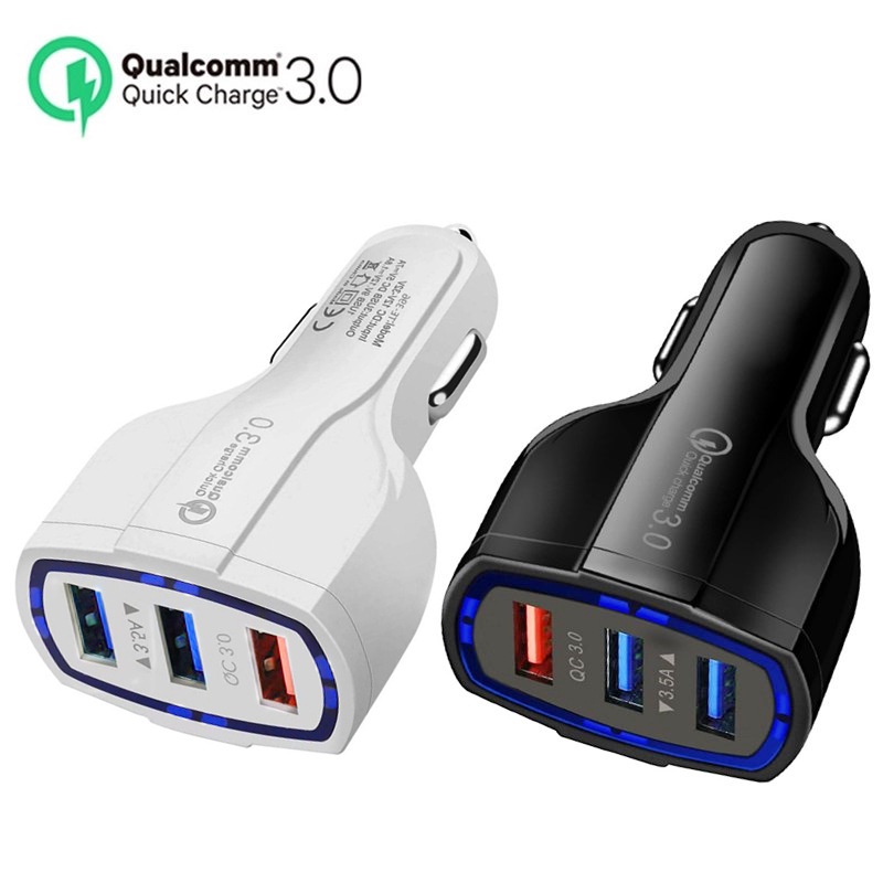 [BKS-3U] Tẩu Sạc Nhanh Xe Hơi 12V Xe Tải 24V 3 cổng USB 3.1A/15W Cốc Sạc Nhanh QC3.0 Quick Chagre 3.0 Xe Hơi - Màu Đen