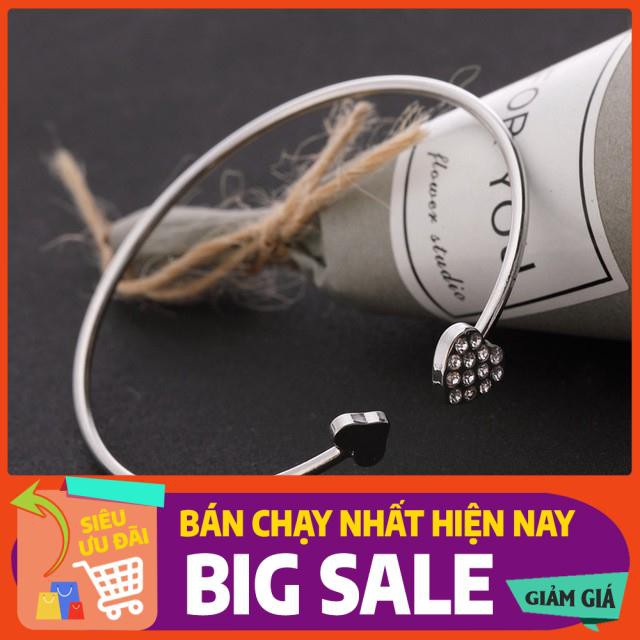 Lắc tay vòng hở họa tiết trái tim đính đá xinh xắn cho nữ | BigBuy360 - bigbuy360.vn