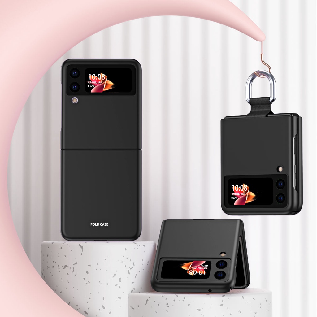 Ốp điện thoại PC cứng siêu mỏng với móc treo dành cho Samsung Galaxy Z Flip 3 5G Z Flip3 ZFlip3
