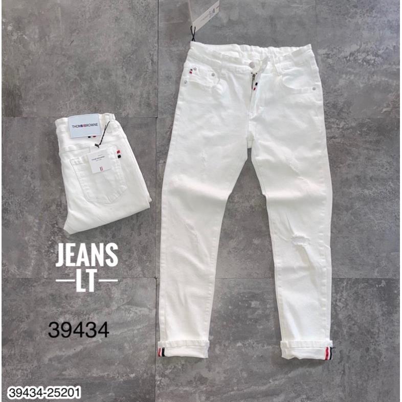 [Sẵn Hàng] Quần Jeans Nam THOM Rách Trắng Cao Cấp - Quần Bò Trắng AMR Khoá Cao Cấp