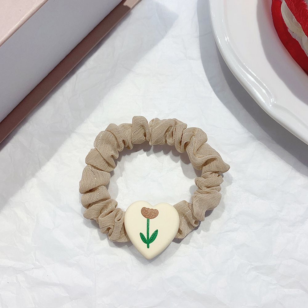 Dây Cột Tóc Co Giãn Họa Tiết Trái Tim / Hoa / Gấu Dễ Thương Cho Nữ Giá Đỡ