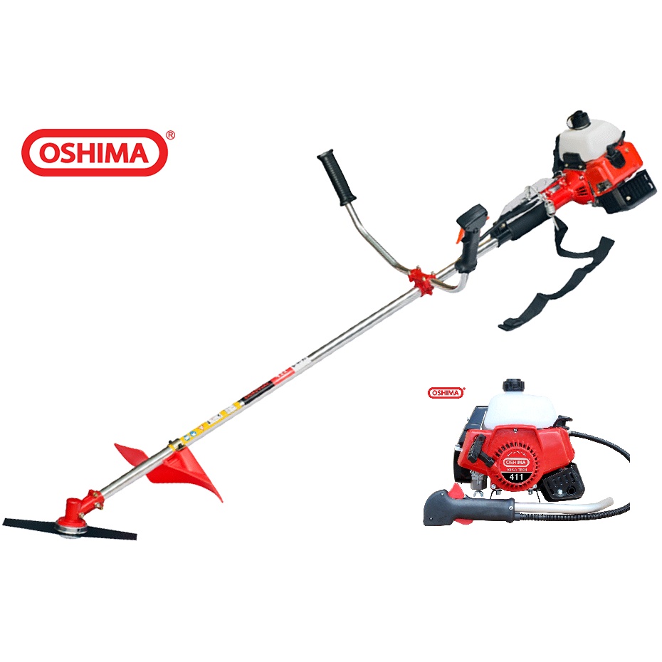Máy cắt cỏ 2 thì Oshima 411 Bạc bình xăng trên