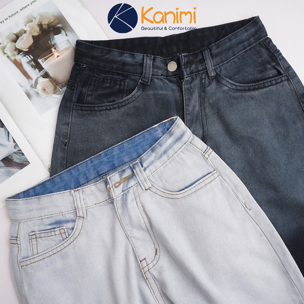 Quần jeans ống suông rộng loang nữ 2 màu hot hit Kanimi - QJ04 | BigBuy360 - bigbuy360.vn