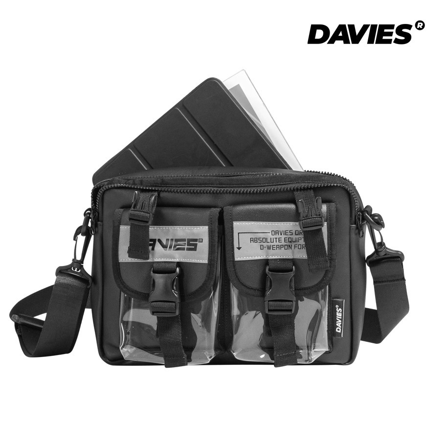 [Mã WABRMM505 giảm 12% đơn 250K] DAVIES - Túi đeo chéo canvas nam nữ màu đen - Two Pocket MB.