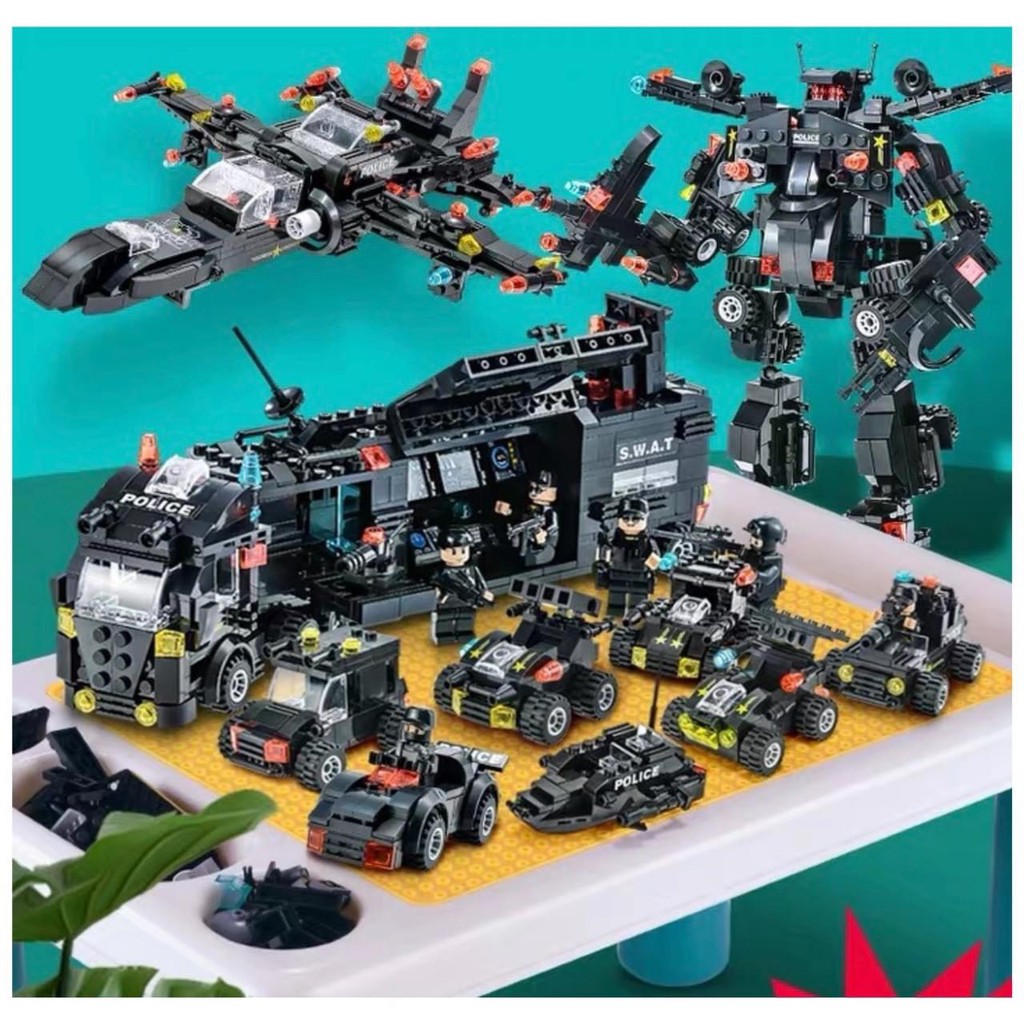 [900 CT-TÚI BÓNG] BỘ ĐỒ CHƠI XẾP HÌNH LEGO CẢNH SÁT, LEGO OTO, LEGO ROBOT, LEGO THUYỀN, LEGO TRỰC THĂNG, LEGO XE SWAT
