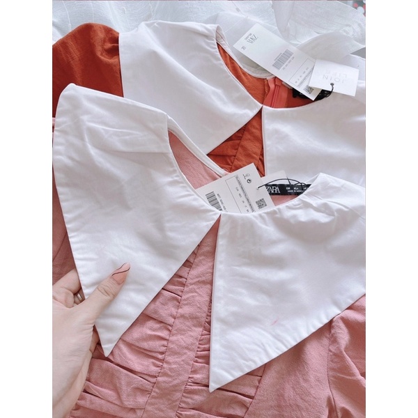 Váy phối cổ trắng rúm ngực xoè cực xinh