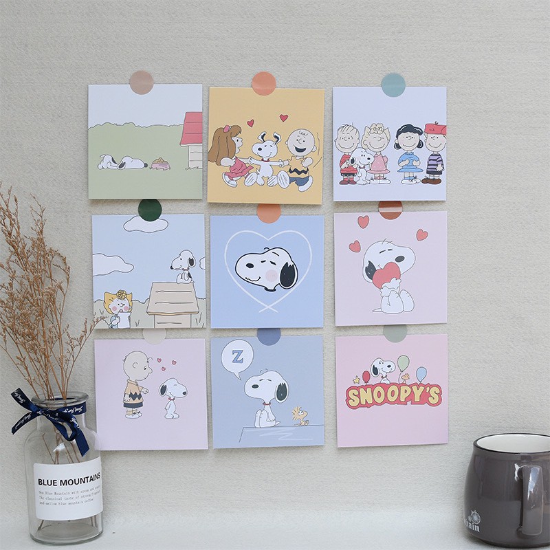 [Mã LIFEBOOK2 giảm 10% đơn 0Đ] Set 9 Ảnh trang trí In Họa Tiết Charlie Snoopy Trang Trí Đa Dụng postcard