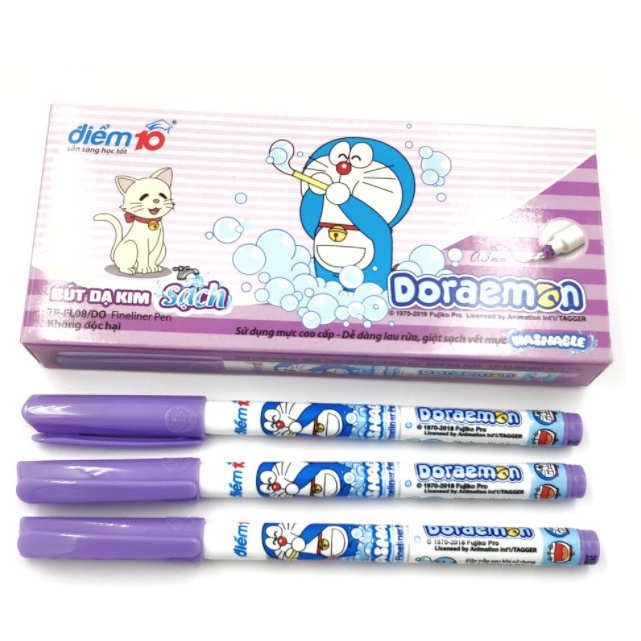 Bút lông kim màu tím FL08 Doremon (Hộp 10 cây)