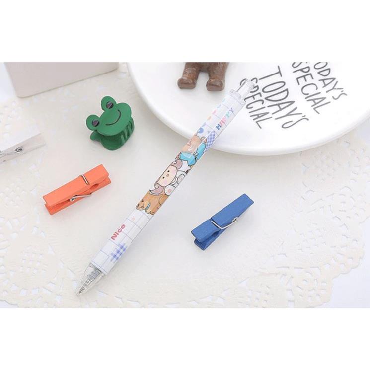 Bút Gel Bấm Hình Con Vật Đáng Yêu Mực Đen 0,5mm Dễ Thương H169