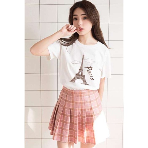 Áo thun in hình tháp PARIS HÀN QUỐC dày mịn