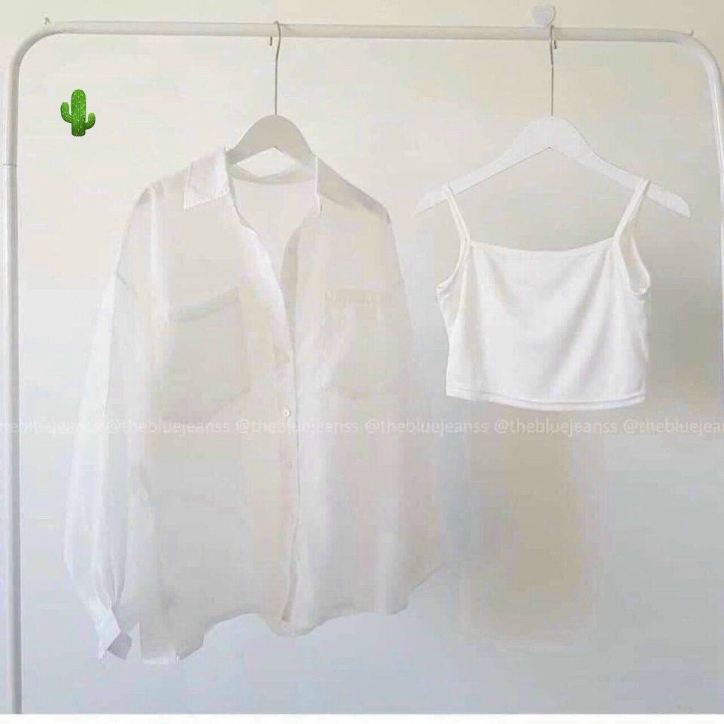 Áo sơ mi nữ 2 món von lụa fom rộng