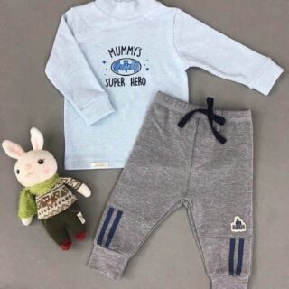 Bộ áo cổ lọ momma cotton nhung