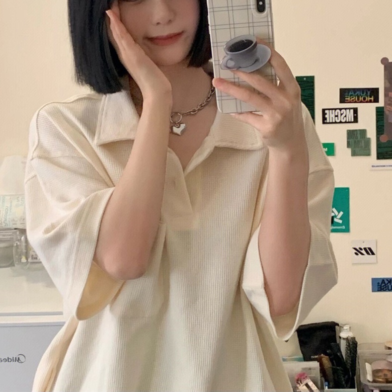 Áo thun SUXI ngắn tay dáng rộng màu trơn đơn giản thời trang hè cho nữ