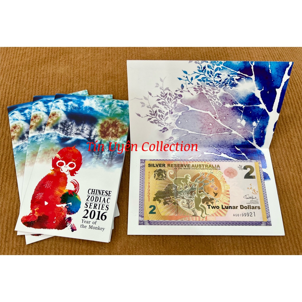 Tờ tiền Khỉ Úc kỷ niệm tuổi Thân kèm folder trang trọng lịch sự