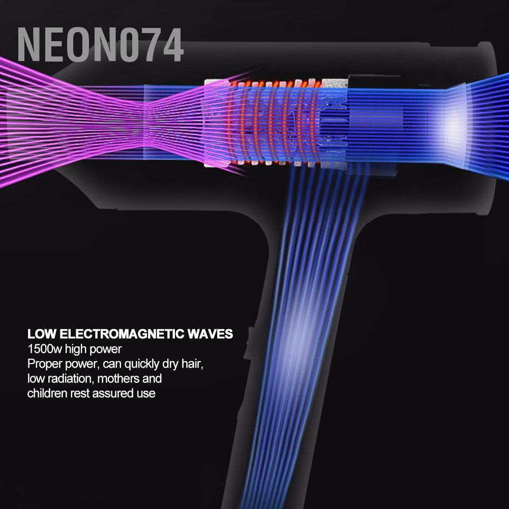 Neon074 Máy sấy tóc điện ion âm có thể gập lại gia dụng Dụng cụ làm khô Màu đen