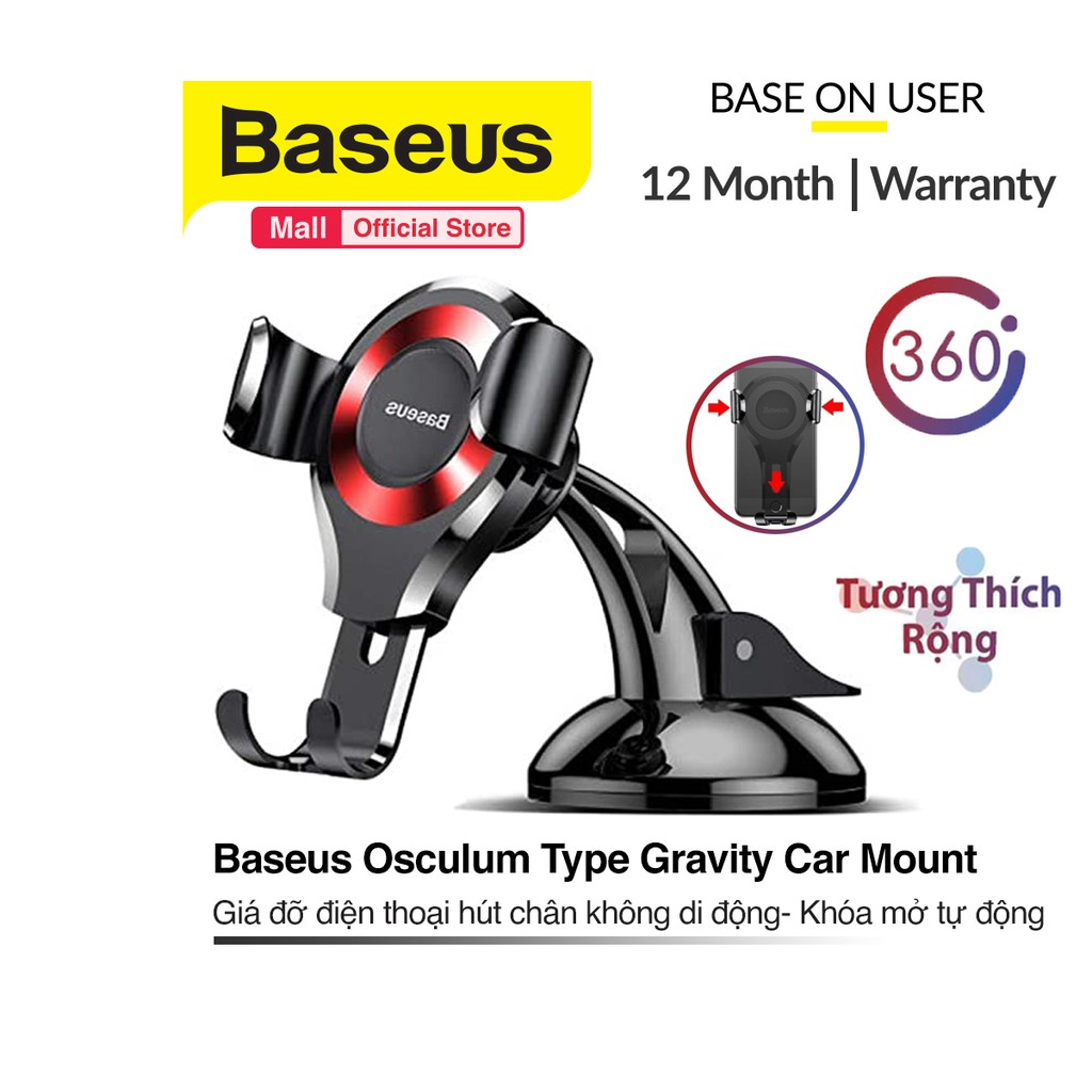 Giá đỡ Baseus Osculum Type hít chân không, tự động mở đóng, đệm bảo vệ cho điện thoại và máy tính bảng