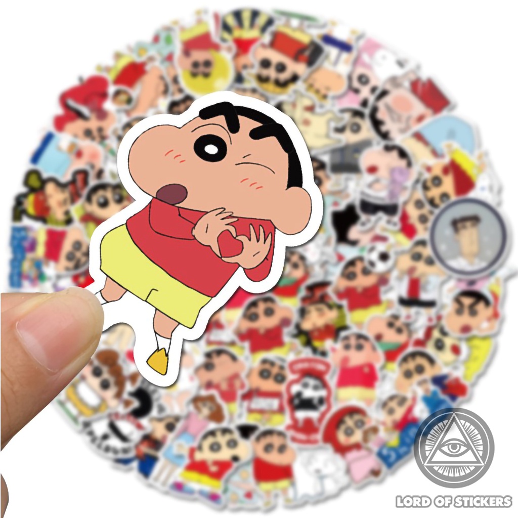 Set 50 Hình Dán Sticker Shin Cậu Bé Bút Chì Chống Thấm Nước Trang Trí Mũ Bảo Hiểm, Điện Thoại, Laptop, Ván Trượt, Sổ