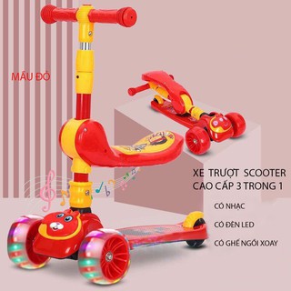 Xe Trượt Scooter 3 bánh có nhạc, đèn led,ghế ngồi cho trẻ chắc chắn