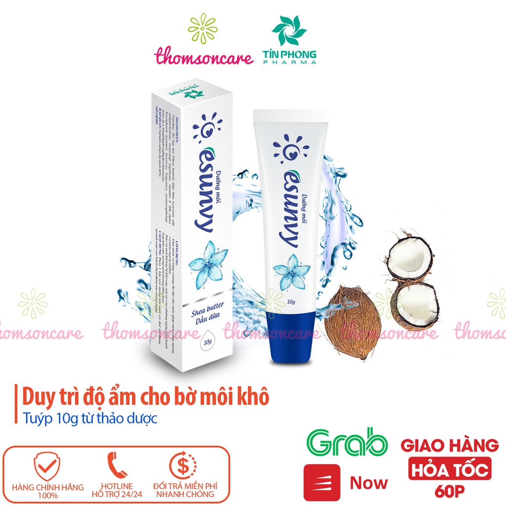 Kem nẻ dưỡng ẩm môi Esunvy từ thảo dược - son dưỡng giảm khô môi từ vaseline, dầu dừa, sáp ong và vitamin E