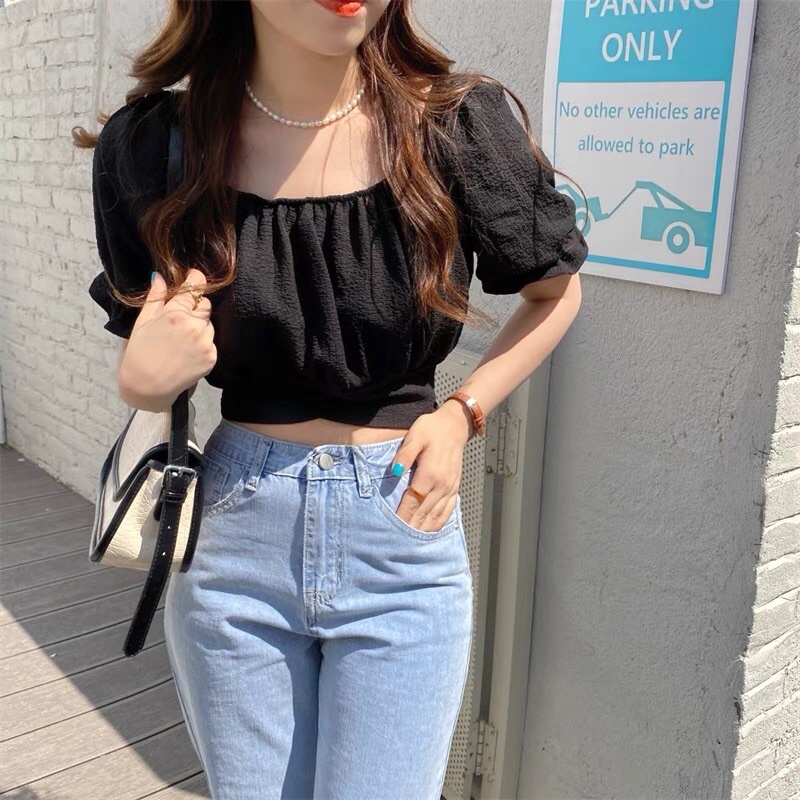 Áo Croptop tay lửng thắt nơ sau lưng cực lên dáng ❤️