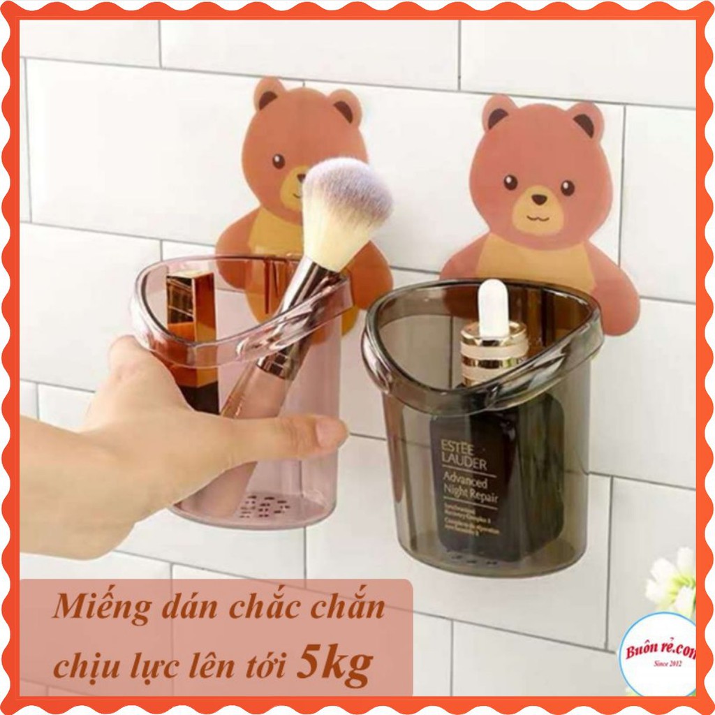 Cốc nhựa -kệ nhà tắm -đựng bàn chải đa năng, Cốc gấu tiện ích có miếng dàn tường siêu chắc chắn