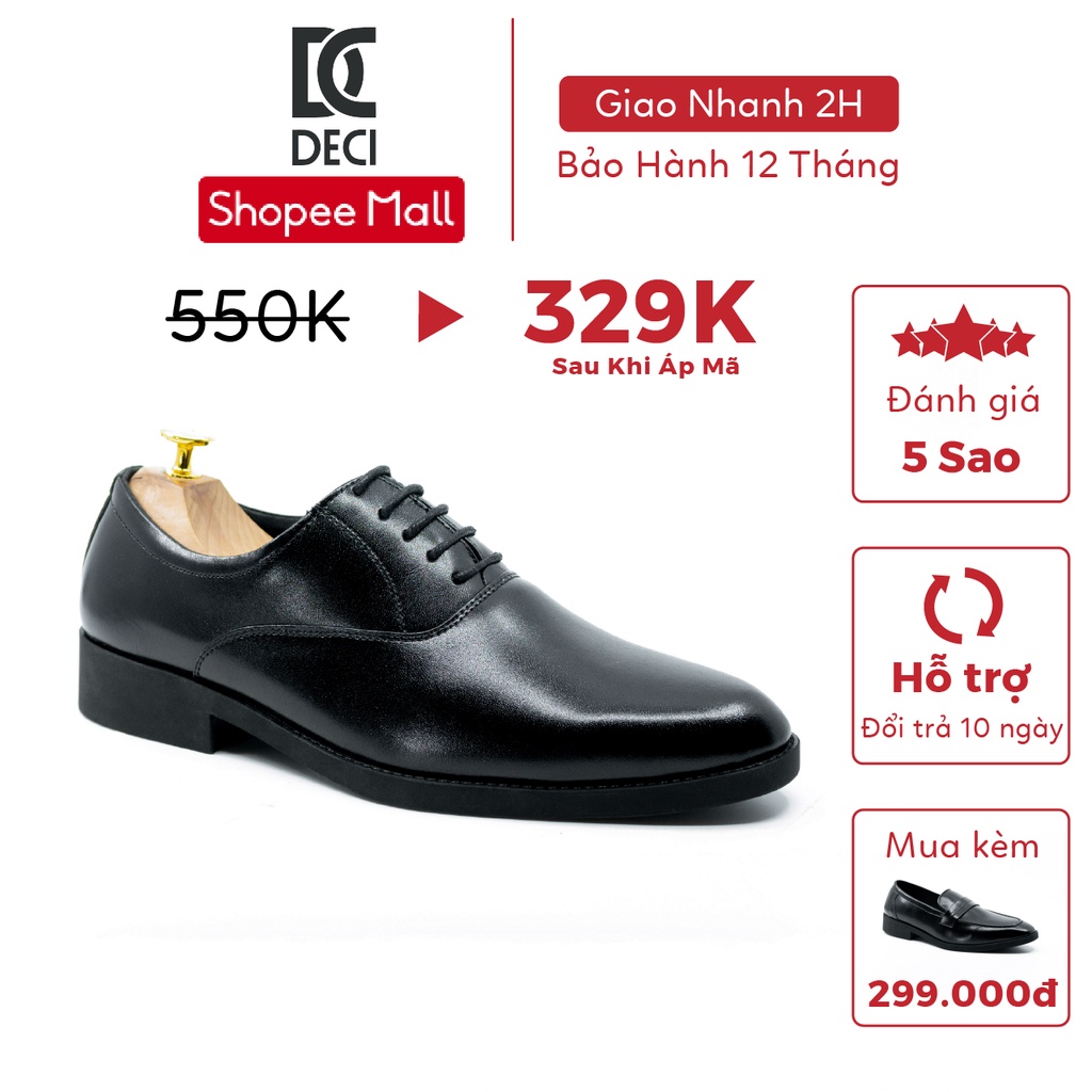 [FREE SHIP] [FREE SHIP] Giày da nam công sở cao cấp màu đen buộc dây oxford đế cao su DECI DX16
