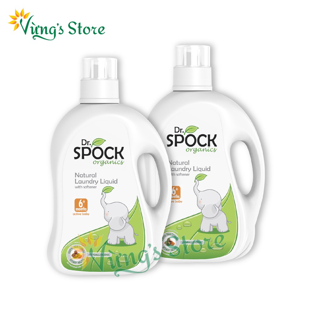 2 Can Nước giặt quần áo Trẻ Em Organic cho trẻ từ 6 tháng tuổi Dr Spock 2000ml