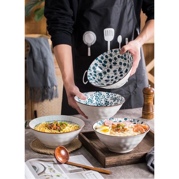 Bát tô sứ ăn phở mì bún dáng nón phong cách hoa Nhật tô canh to