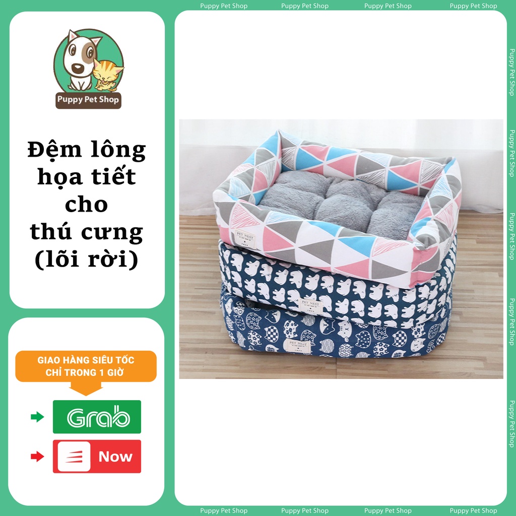 Đệm lông họa tiết Canvas cho thú cưng (lõi rời)