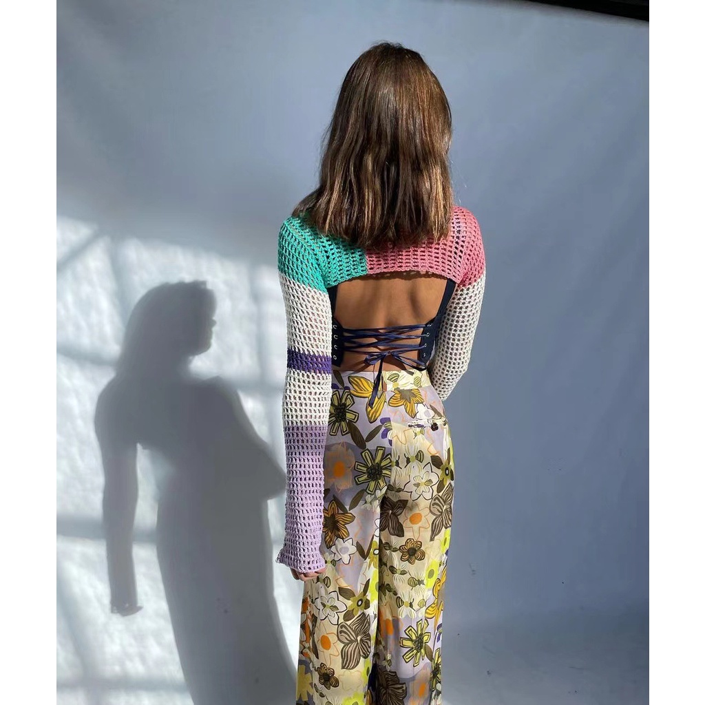 DUNEA Áo Dệt Kim Tay Dài Màu Sắc Trẻ Trung Năng Động Cho Nữ