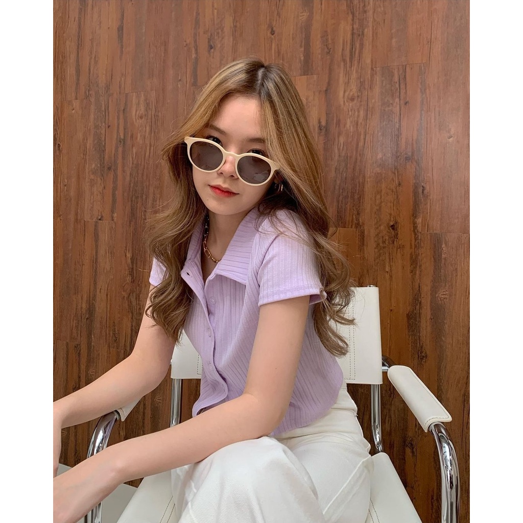 Kính mát nữ mắt tròn LILYEYEWEAR chống tia UV400 kiểu dáng thời trang màu sắc lựa chọn 1332
