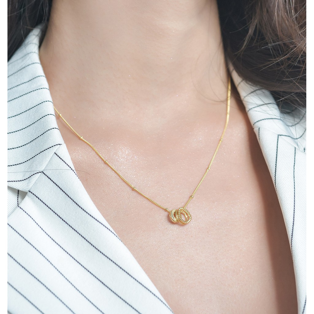 Vòng cổ bạc Mon Lilas Vòng Tròn đính đá cao cấp D092006