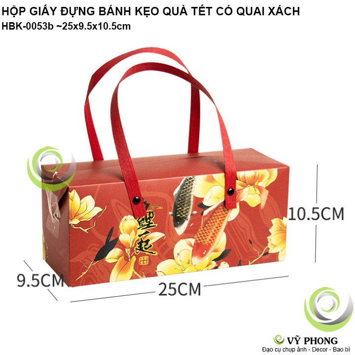 HỘP ĐỰNG BÁNH KẸO QUÀ TẶNG TẾT CÓ QUAI XÁCH TRANG TRÍ CÁC DỊP XUÂN NĂM MỚI HÌNH CÁ CHÉP MÈO CHIÊU TÀI HBK-0053 | BigBuy360 - bigbuy360.vn