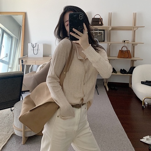 Áo Khoác Cardigan Vải Dệt Kim Tay Dài Màu Sắc Thanh Lịch Cho Phái Nữ Xiaozhainv | BigBuy360 - bigbuy360.vn